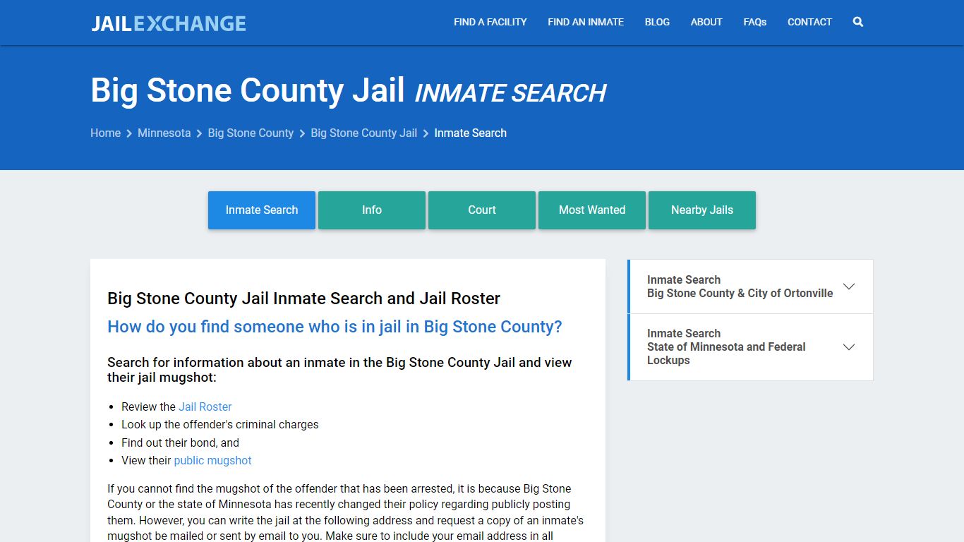 Inmate Search: Roster & Mugshots - Big Stone County Jail, MN